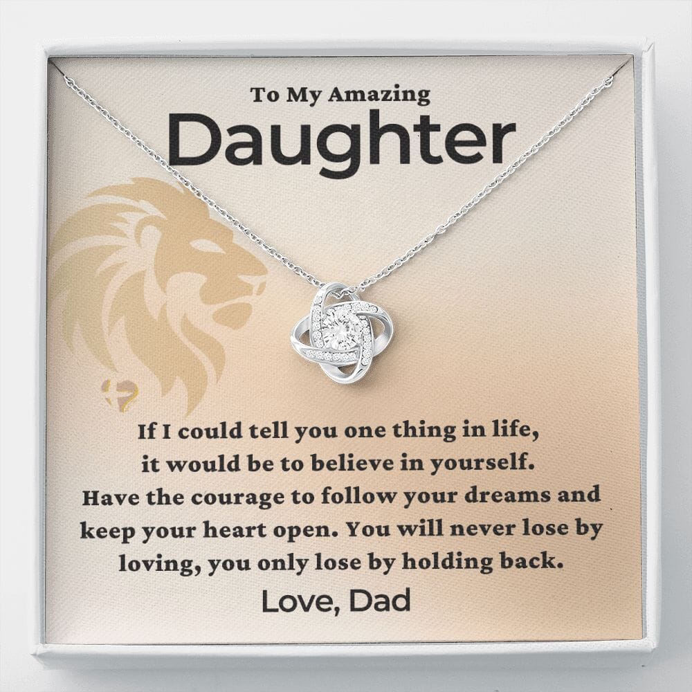 Daughter - You'll Never Lose By Loving - Love Knot HGF#226LK Jewelry 14K White Gold Finish Standard Box 