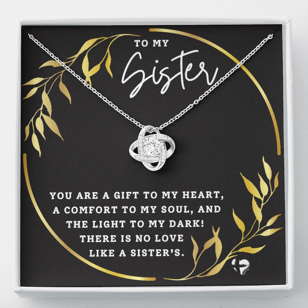 There's No Love Like A Sister - Love Knot Necklace HGF#177LK Jewelry 14K White Gold Finish Standard Box 