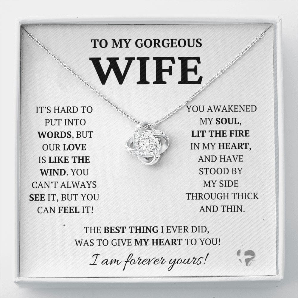 Wife - Awakened My Soul - Love Knot Necklace HGF#228LK-P2V5 Jewelry 14K White Gold Finish Standard Box 