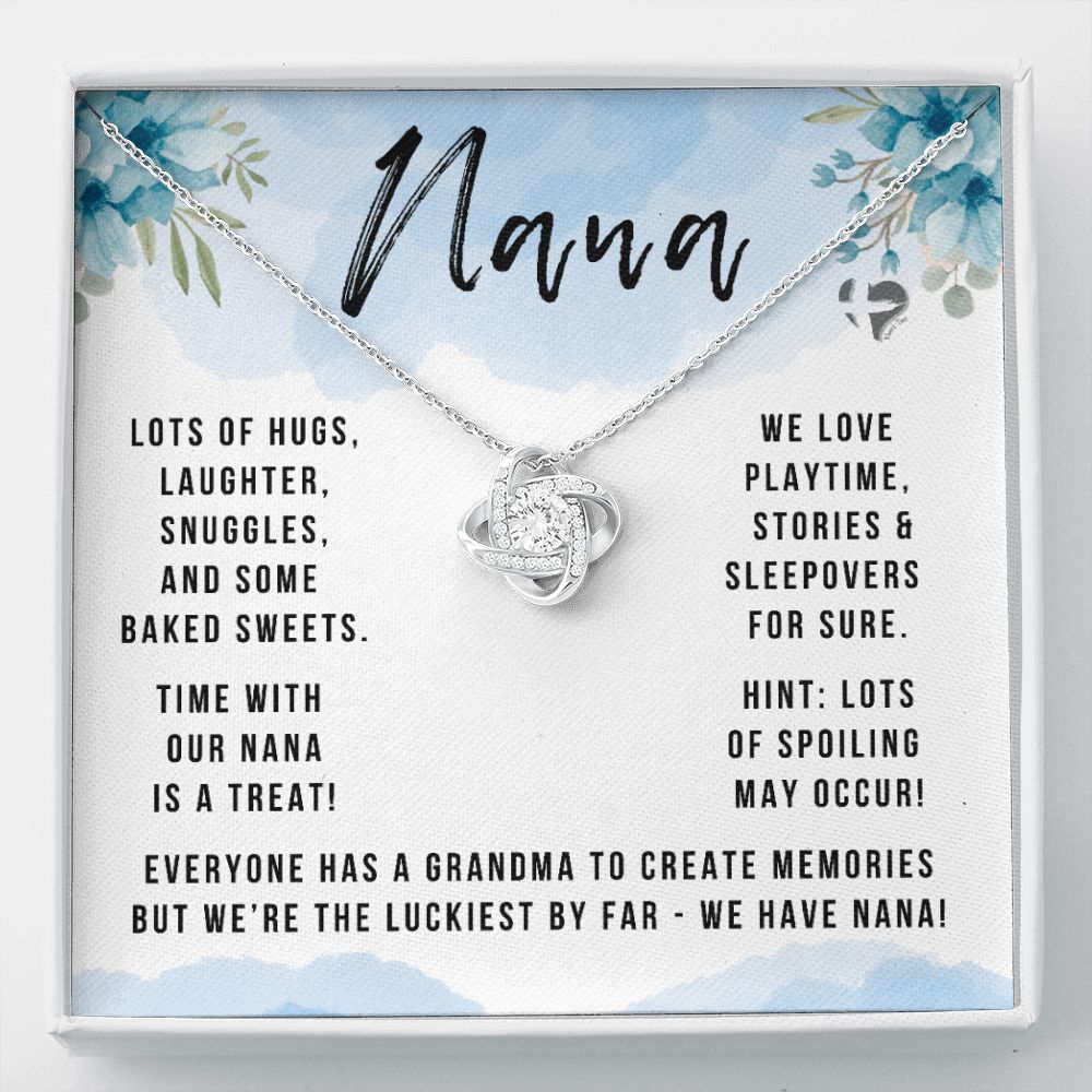 For Nana - The Luckiest By Far - Love Knot HGF#147LK Jewelry 14K White Gold Finish Standard Box 