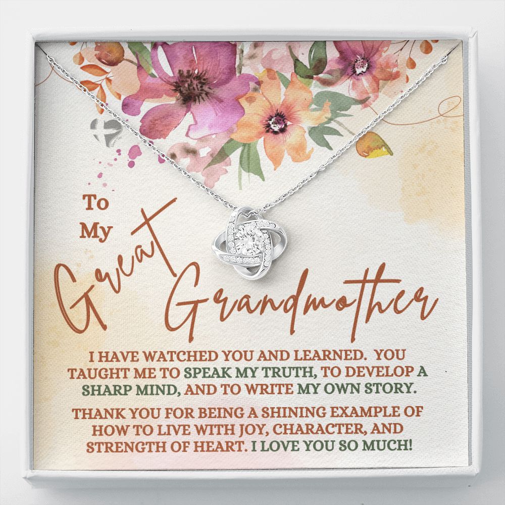 Great Grandmother Gift -I Learned From You - Love Knot HGF#153LK Jewelry 14K White Gold Finish Standard Box 