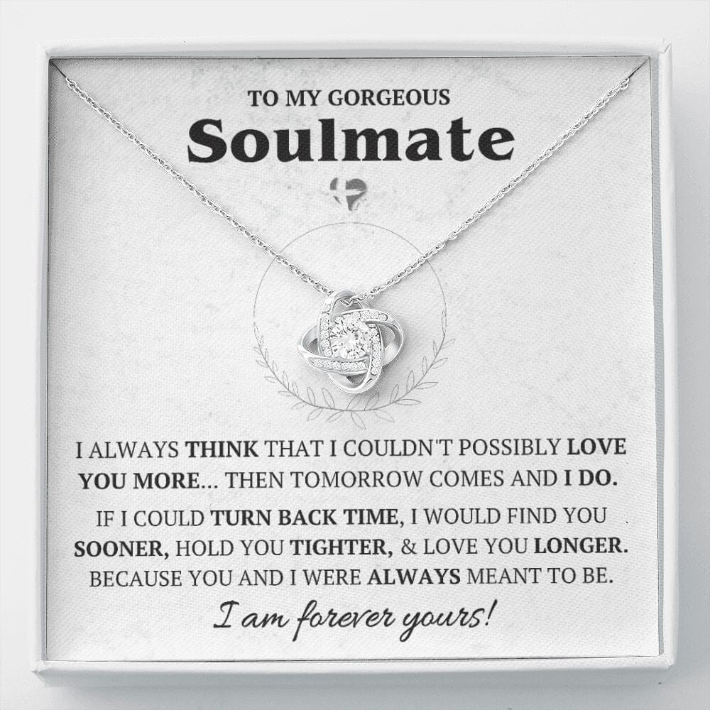 Soulmate - Love You Longer - Love Knot Necklace HGF#068RLK Jewelry 14K White Gold Finish Standard Box 