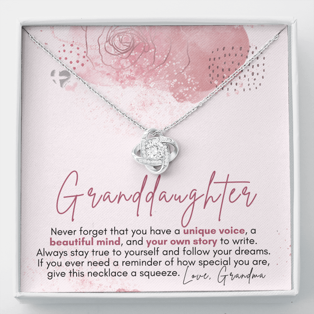 Granddaughter Keepsake - Write Your Own Story - Love Knot S&G HGF#131LKb2 Jewelry 14K White Gold Finish Standard Box 
