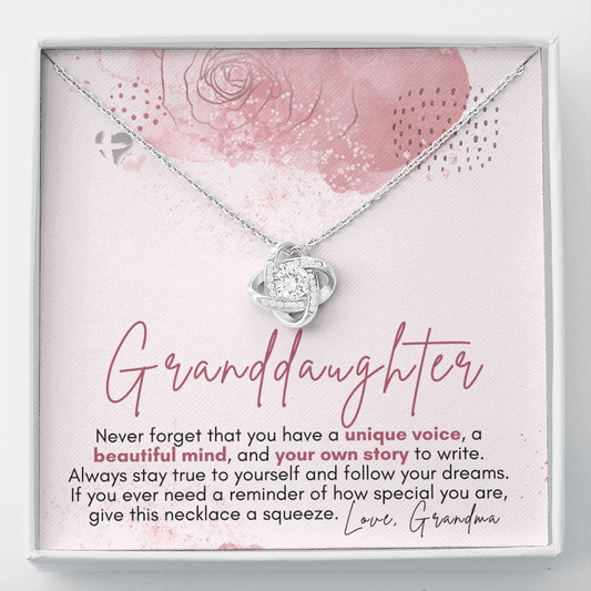 Granddaughter Keepsake - Write Your Own Story - Love Knot S&G HGF#131LKb2 Jewelry 14K White Gold Finish Standard Box 