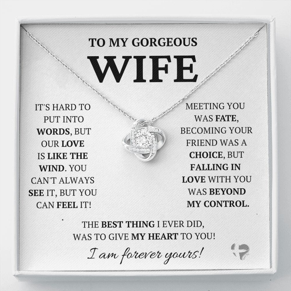 Wife - Love Like The Wind - Love Knot HGF#228LK-P2V4 Jewelry 14K White Gold Finish Standard Box 