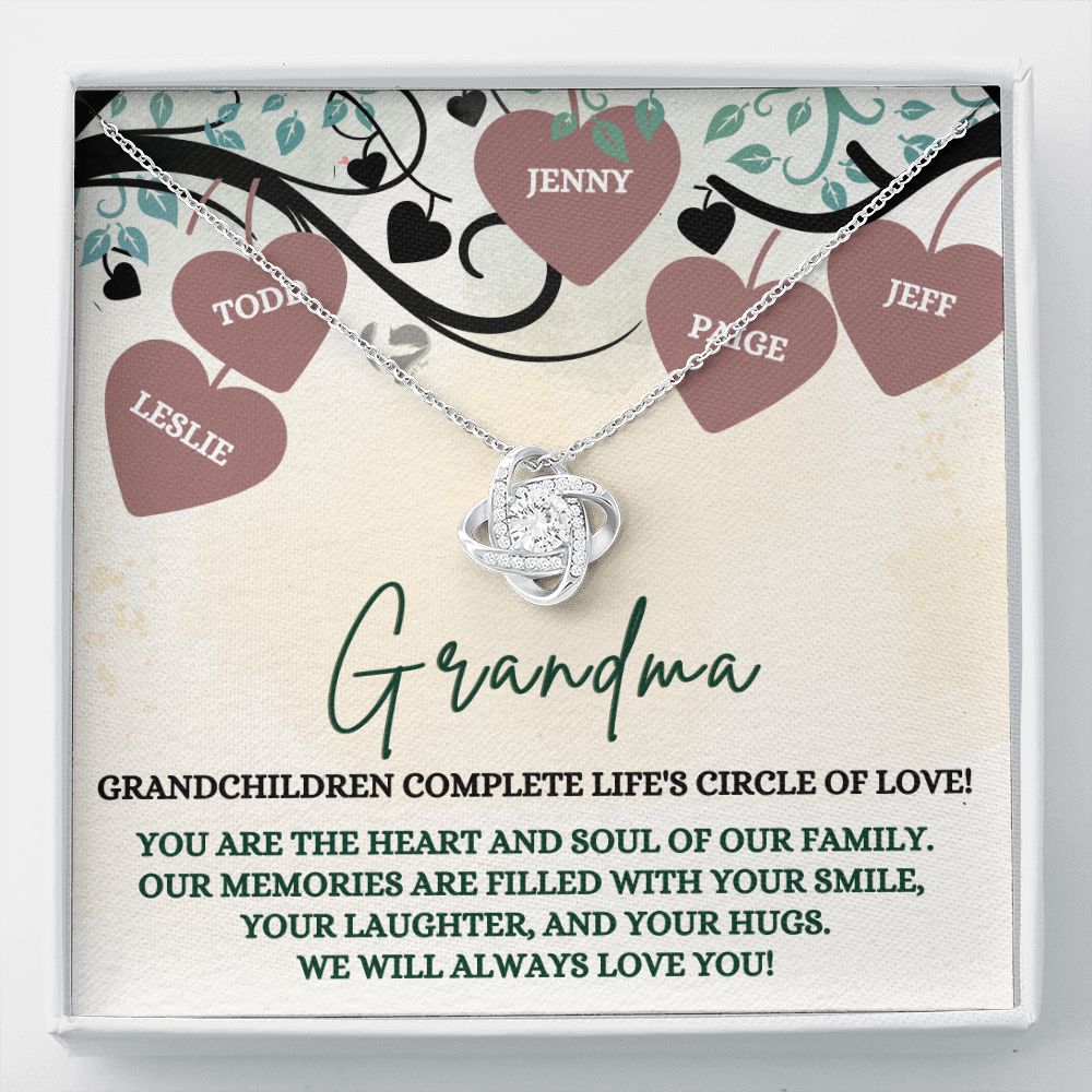 Grandma's Circle of Love - Personalized Gift - Love Knot HGF#172LK Jewelry 14K White Gold Finish Standard Box 