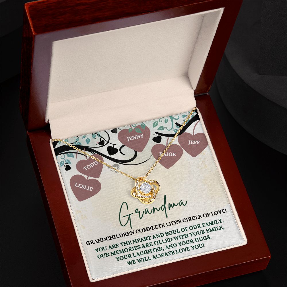 Grandma's Circle of Love - Personalized Gift - Love Knot HGF#172LK Jewelry 18K Yellow Gold Finish Luxury Box 