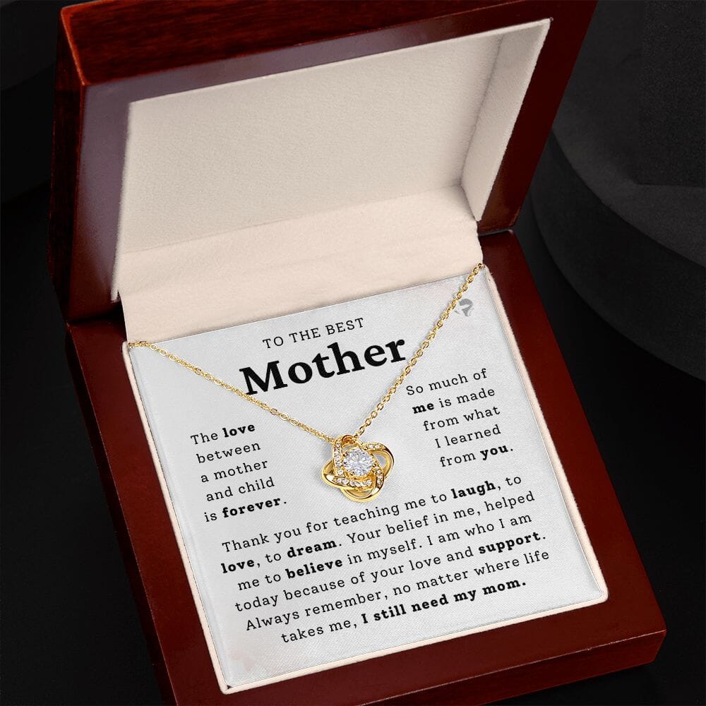 Mom - I Still Need You - Love Knot Necklace HGF#248LK Jewelry 18K Yellow Gold Finish Luxury Box 