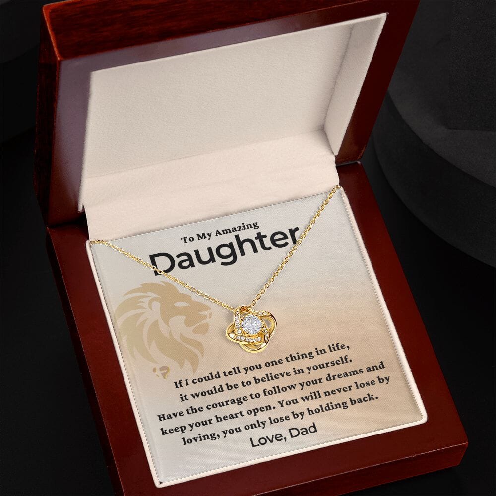 Daughter - You'll Never Lose By Loving - Love Knot HGF#226LK Jewelry 18K Yellow Gold Finish Luxury Box 