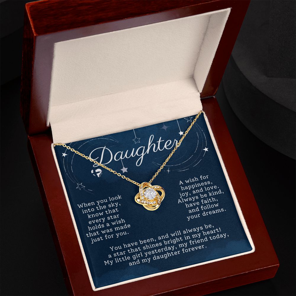 Daughter - Bright Star In My Heart - Love Knot HGF#197LK Jewelry 18K Yellow Gold Finish Luxury Box 