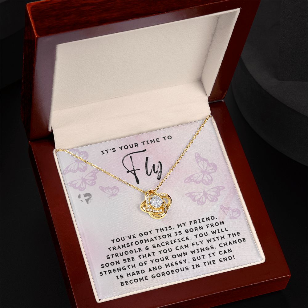 Best Friend Necklace - Your Wings - Love Knot HGF#159LK Jewelry 18K Yellow Gold Finish Luxury Box 