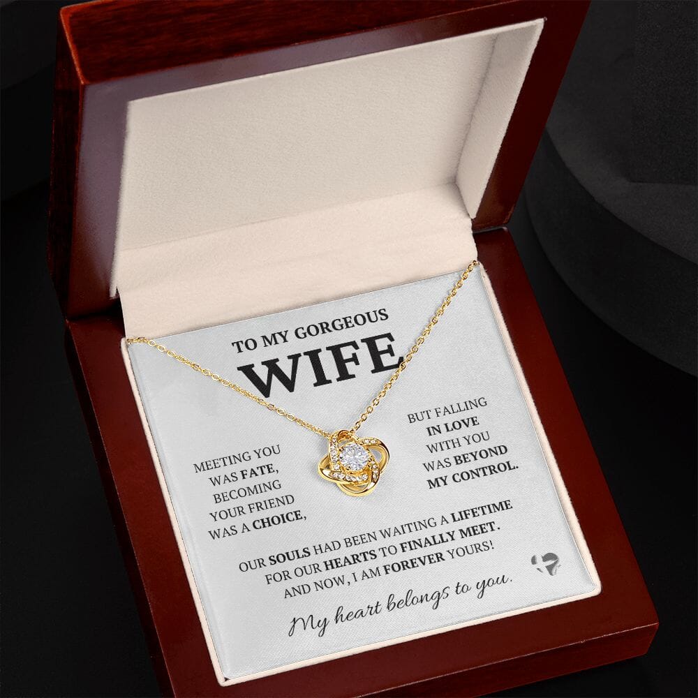 Wife - Meeting You Was Fate - Love Knot Necklace HGF#228LK-P2#3 Jewelry 18K Yellow Gold Finish Luxury Box 