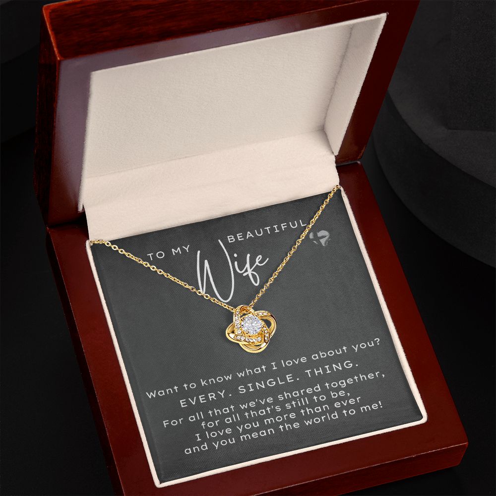 Beautiful Wife - What I Love About You - Love Knot HGF#206LK Jewelry 18K Yellow Gold Finish Luxury Box 