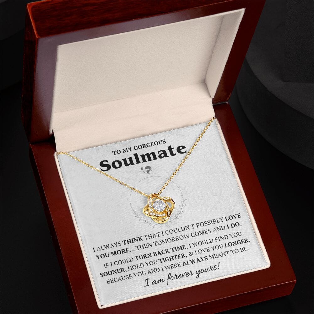 Soulmate - Love You Longer - Love Knot Necklace HGF#068RLK Jewelry 18K Yellow Gold Finish Luxury Box 