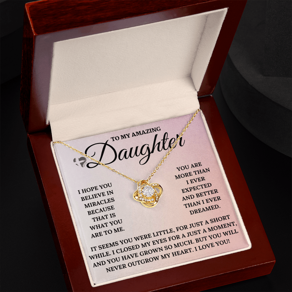 Daughter - My Miracle - Love Knot S&G HGF#126LK Jewelry 18K Yellow Gold Finish Luxury Box 
