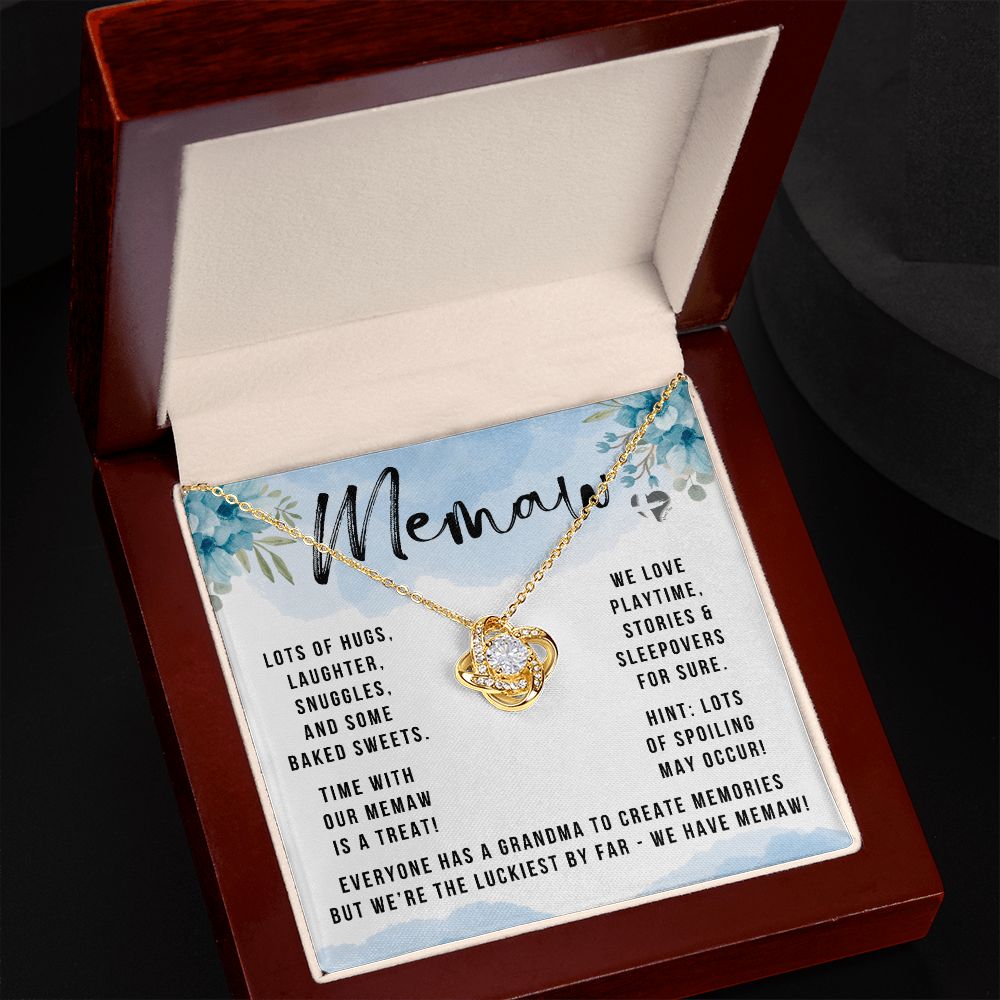 Memaw - The Luckiest By Farpng Love Knot S&G HGF#149LK Jewelry 18K Yellow Gold Finish Luxury Box 