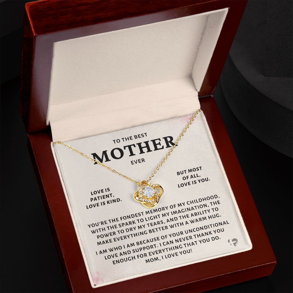 Mother - Childhood Memories - Love Knot Necklace HGF#249LK Jewelry 18K Yellow Gold Finish Luxury Box 