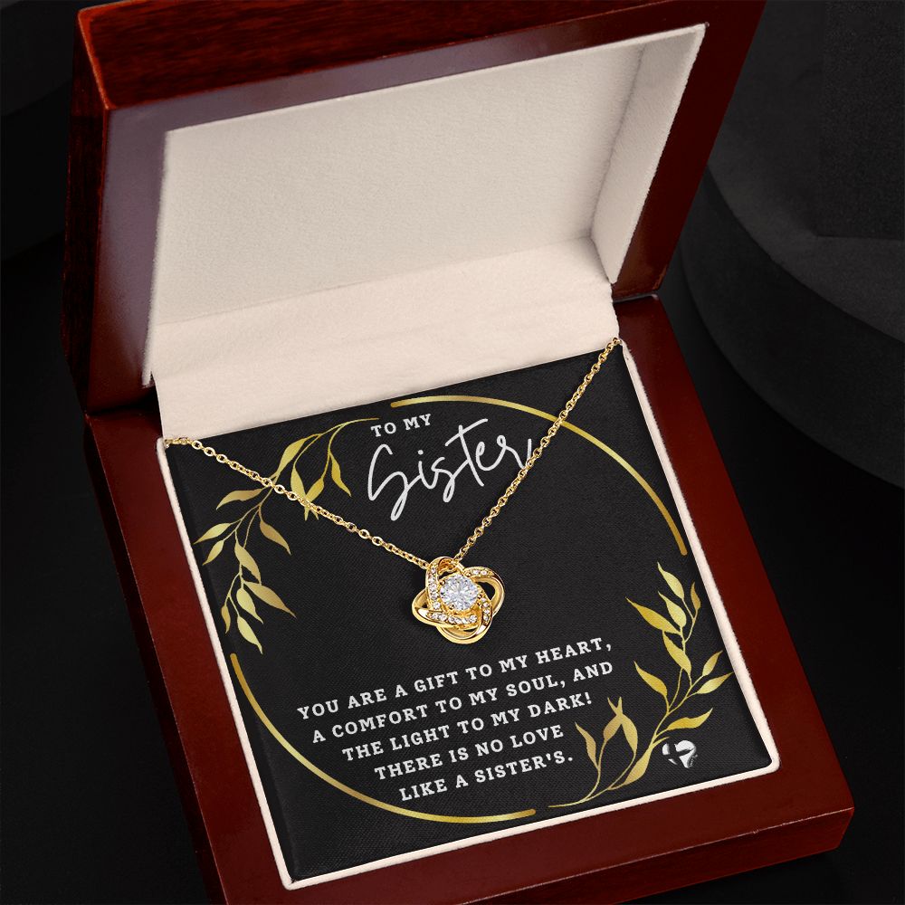 There's No Love Like A Sister - Love Knot Necklace HGF#177LK Jewelry 18K Yellow Gold Finish Luxury Box 