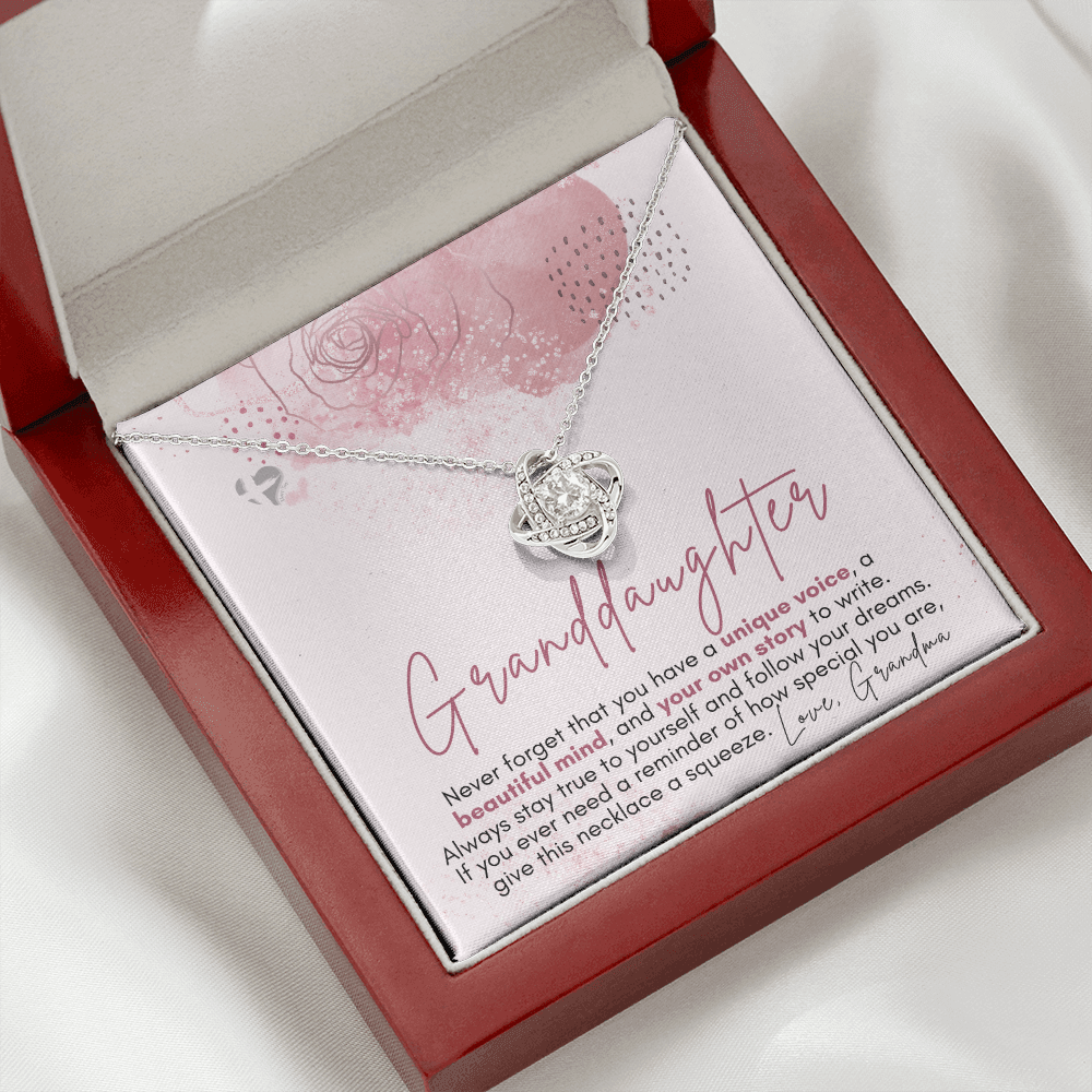 Granddaughter Keepsake - Write Your Own Story - Love Knot S&G HGF#131LKb2 Jewelry 14K White Gold Finish Luxury Box 