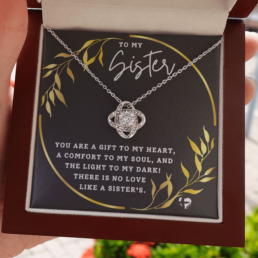 There's No Love Like A Sister - Love Knot Necklace HGF#177LK Jewelry 14K White Gold Finish Luxury Box 