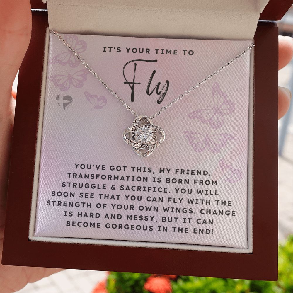 Best Friend Necklace - Your Wings - Love Knot HGF#159LK Jewelry 14K White Gold Finish Luxury Box 