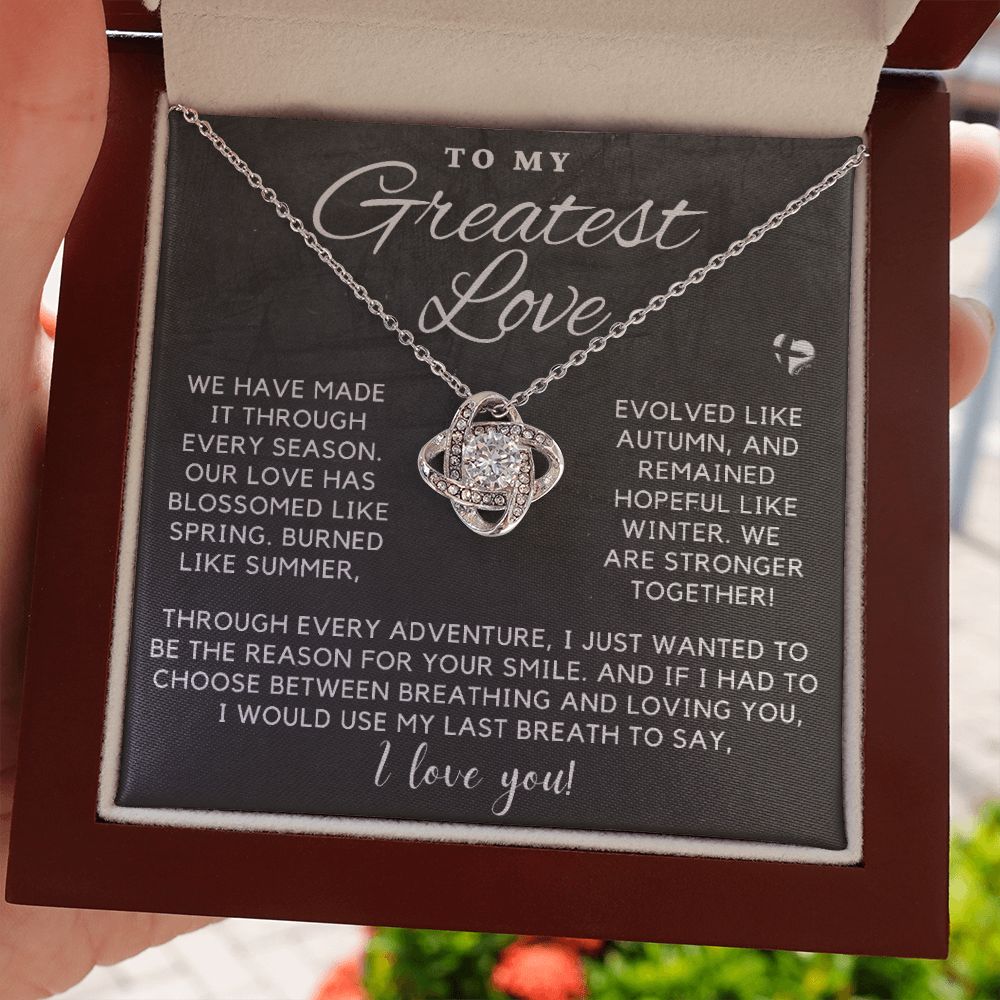 Greatest Love - Through The Seasons - Love Knot HGF#216LKf Jewelry 14K White Gold Finish Luxury Box 