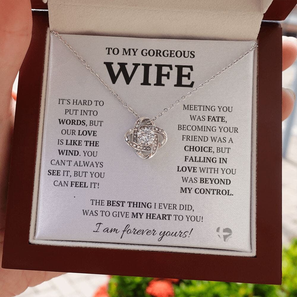 Wife - Love Like The Wind - Love Knot HGF#228LK-P2V4 Jewelry 14K White Gold Finish Luxury Box 