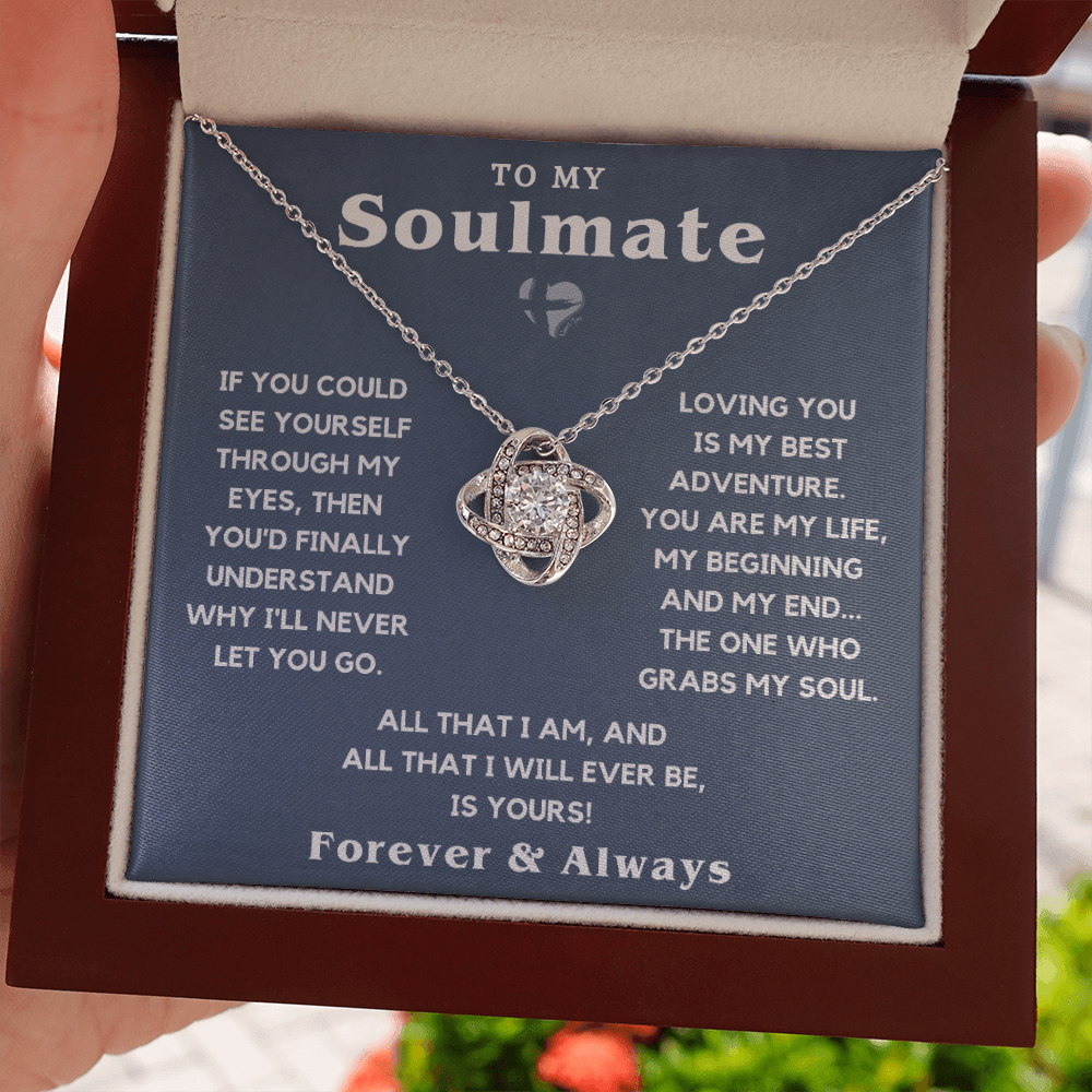 To My Soulmate - The One Who Grabs My Soul - Love Knot HGF#128LK Jewelry 14K White Gold Finish Luxury Box 