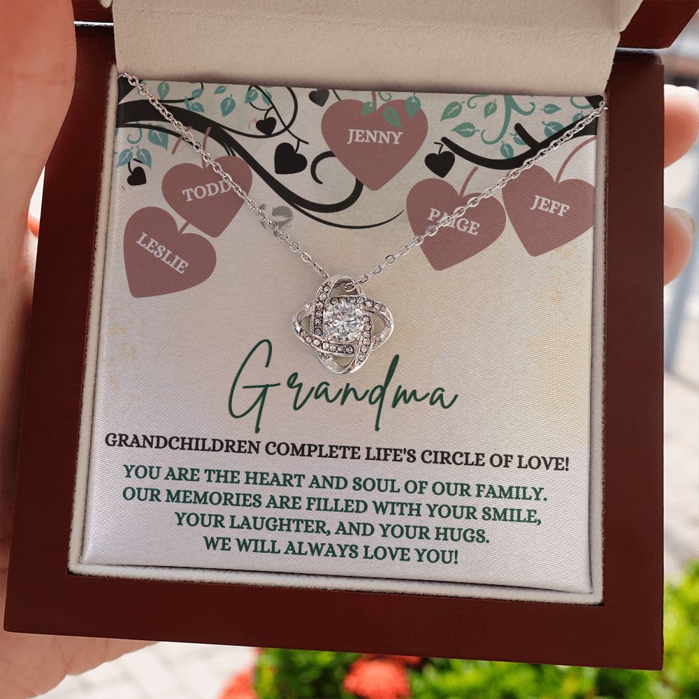 Grandma's Circle of Love - Personalized Gift - Love Knot HGF#172LK Jewelry 14K White Gold Finish Luxury Box 