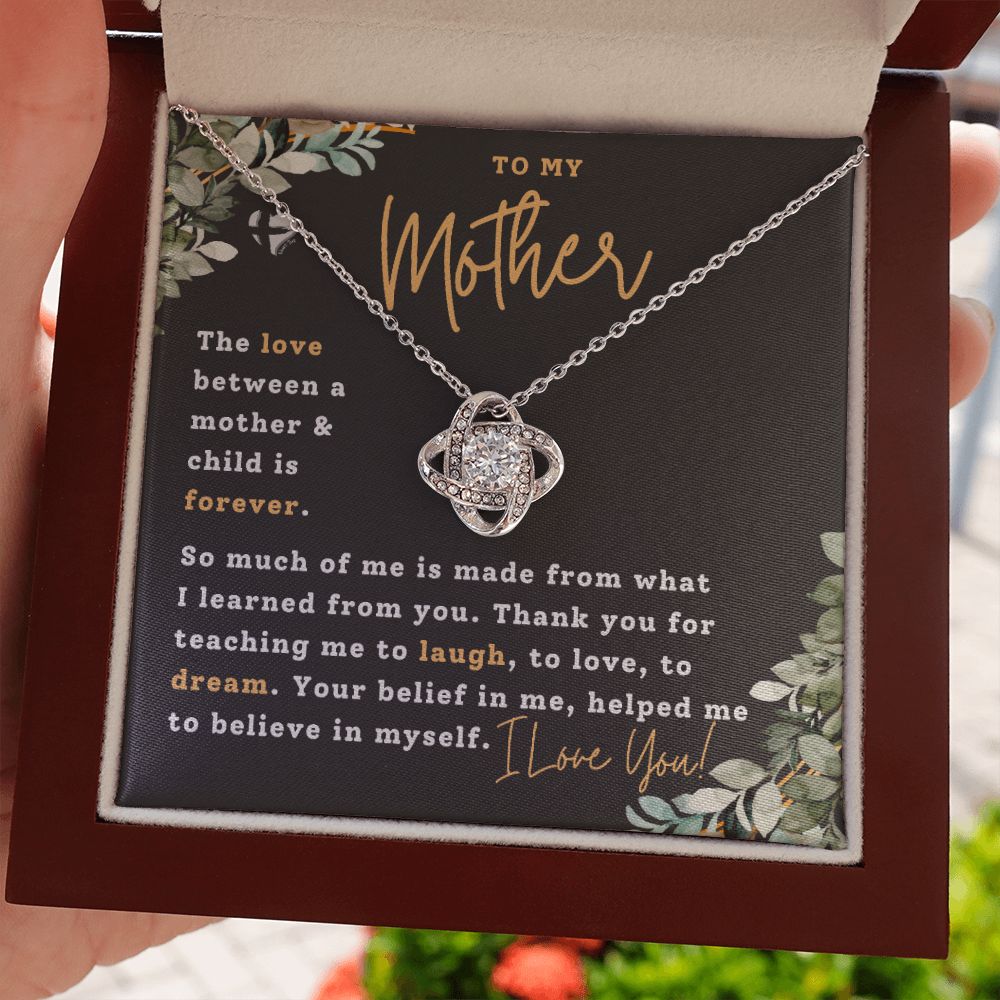 Mother Necklace - Made From You - Love Knot HGF#178LK Jewelry 14K White Gold Finish Luxury Box 