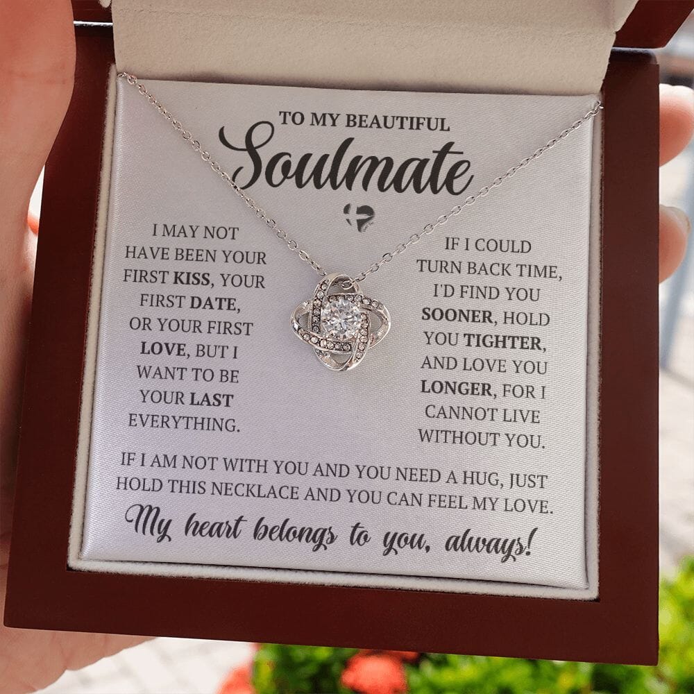 Soulmate - Your Last Everything - Love Knot Necklace HGF#251LK Jewelry 14K White Gold Finish Luxury Box 