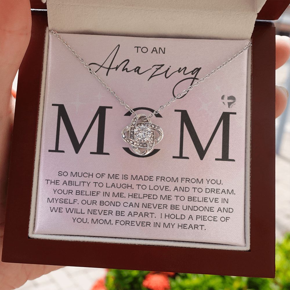 To An Amazing Mom - A Piece of You - Love Knot HGF#179LK Jewelry 14K White Gold Finish Luxury Box 