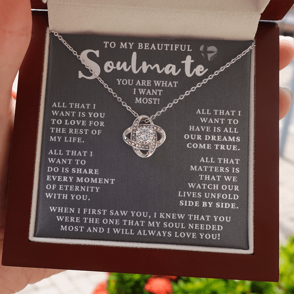 Soulmate - What I Want Most - Love Knot S&G HGF#139LK Jewelry 14K White Gold Finish Luxury Box 