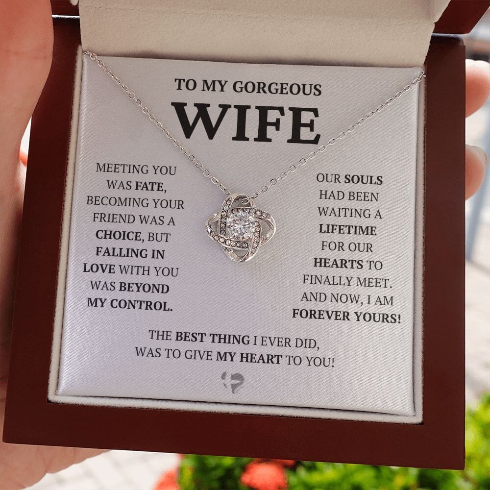 Wife - Lifetime of Love - Love Knot Necklace HGF#228LK-P2V6 Jewelry 14K White Gold Finish Luxury Box 