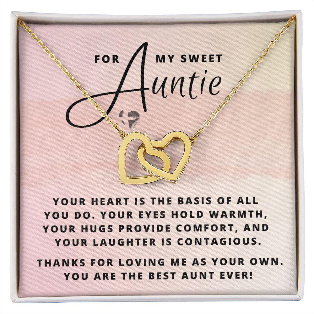 To My Auntie - You're All Heart - Interlocking Hearts HGF#151IH Jewelry 18K Yellow Gold Finish Standard Box 