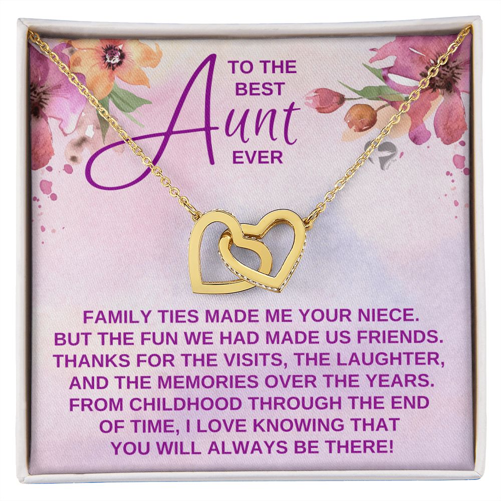 Best Aunt Ever - We're Family And Friends - Interlocking Hearts HGF#154ih Jewelry 18K Yellow Gold Finish Standard Box 