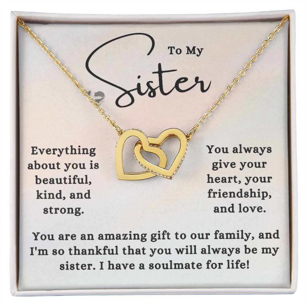 Sister - An Amazing Gift - Interlocking Hearts HGF#181IH Jewelry 18K Yellow Gold Finish Standard Box 