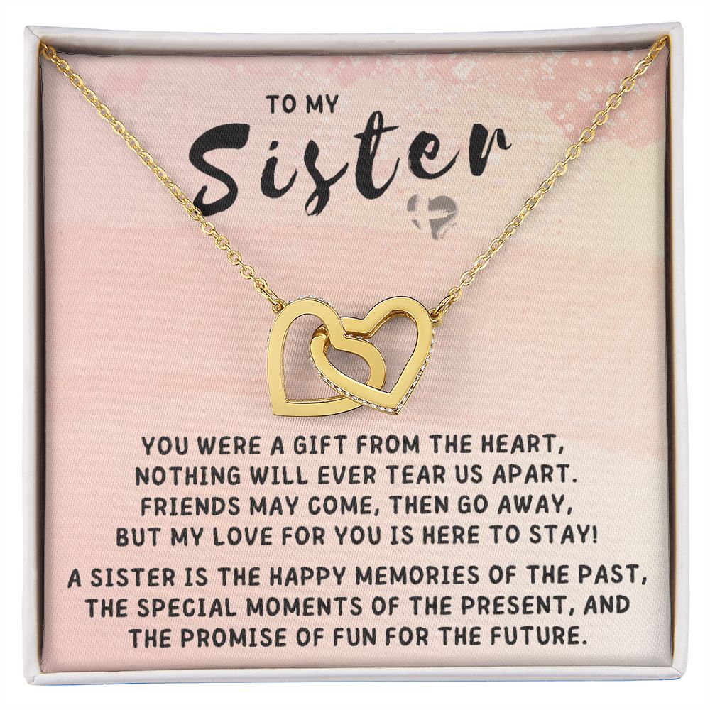 Sister - A Gift From The Heart - Interlocking Hearts HGF#174IH Jewelry 18K Yellow Gold Finish Standard Box 