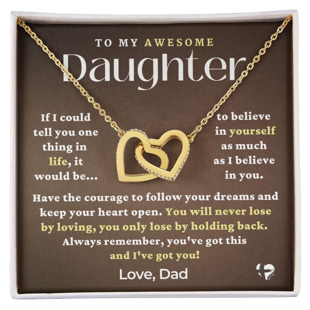 Daughter From Dad - You've Got This - Interlocking Hearts Necklace HGF#229IHv3 Jewelry 18K Yellow Gold Finish Standard Box 