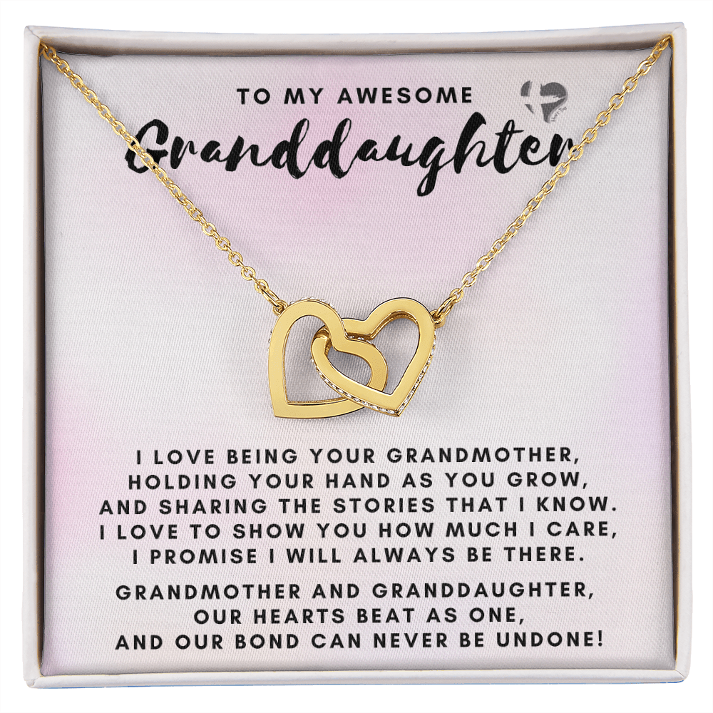 Granddaughter - Our Bond Never Undone - Interlocking Hearts S&G HGF#130IH Jewelry 18K Yellow Gold Finish Standard Box 