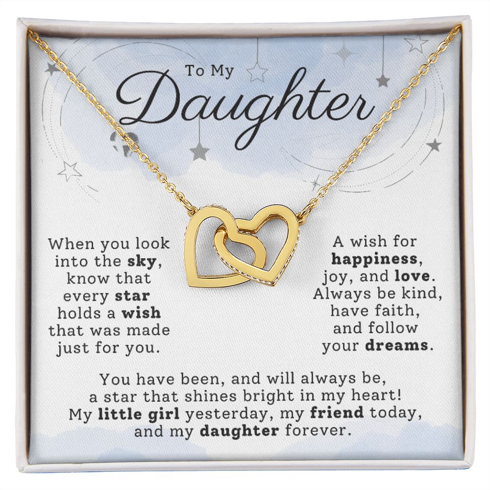 Daughter - A Star In My Heart - Interlocking Hearts HGF#197b2IH Jewelry 18K Yellow Gold Finish Standard Box 