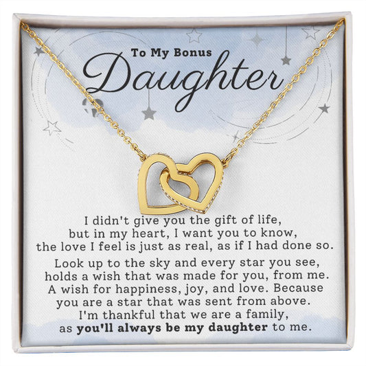 Bonus Daughter - My Love Is Real - Interlocking Hearts HGF#198IH Jewelry 18K Yellow Gold Finish Standard Box 