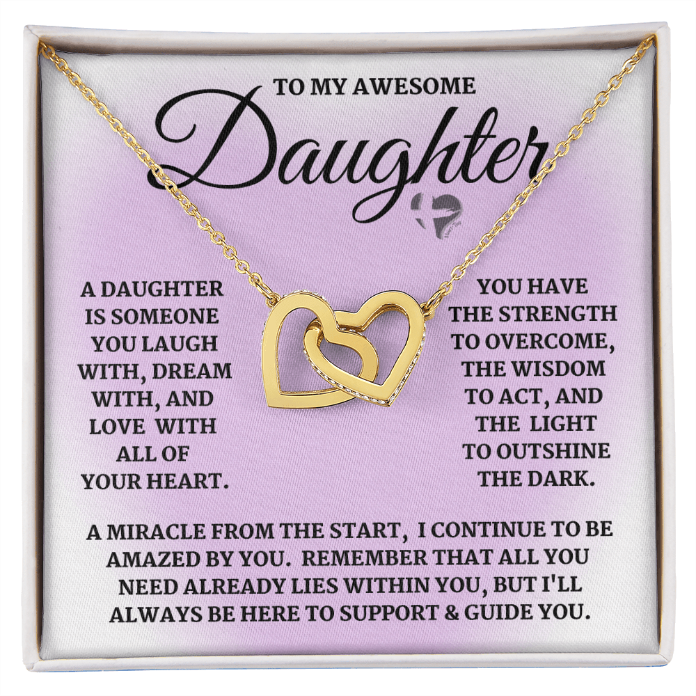 Daughter - Laugh, Dream, Love - Interlocking Hearts S&G HGF#124IHb2 Jewelry 18K Yellow Gold Finish Standard Box 
