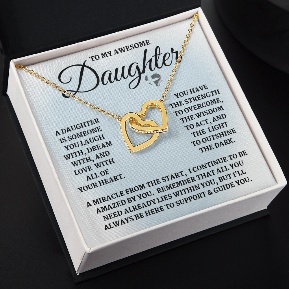 Daughter - Laugh, Dream, Love - Interlock Hearts S&G HGF#124IHb3 Jewelry 