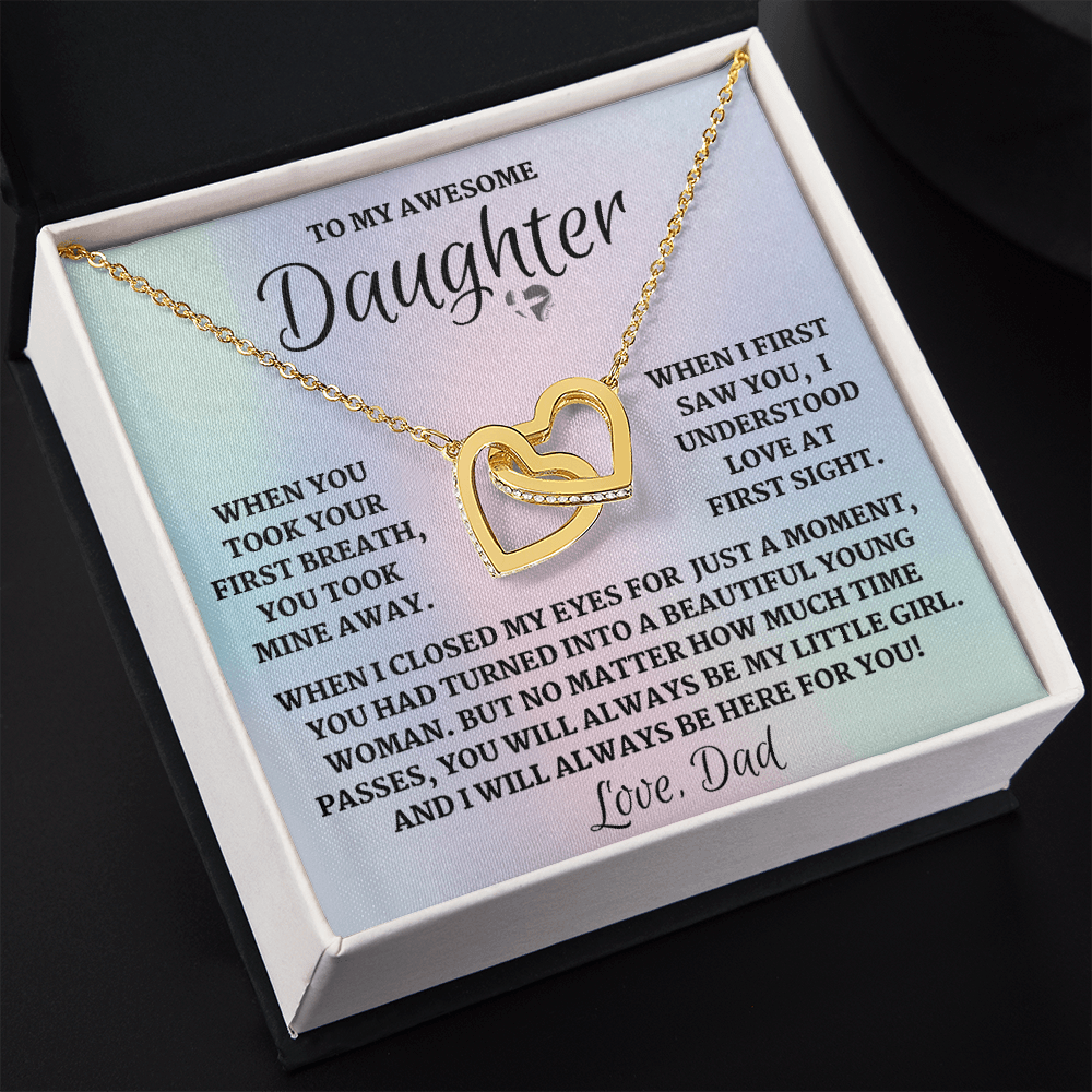 Daughter From Dad - Love at First Sight - Interlocking Hearts S&G HGF#104FL Jewelry 