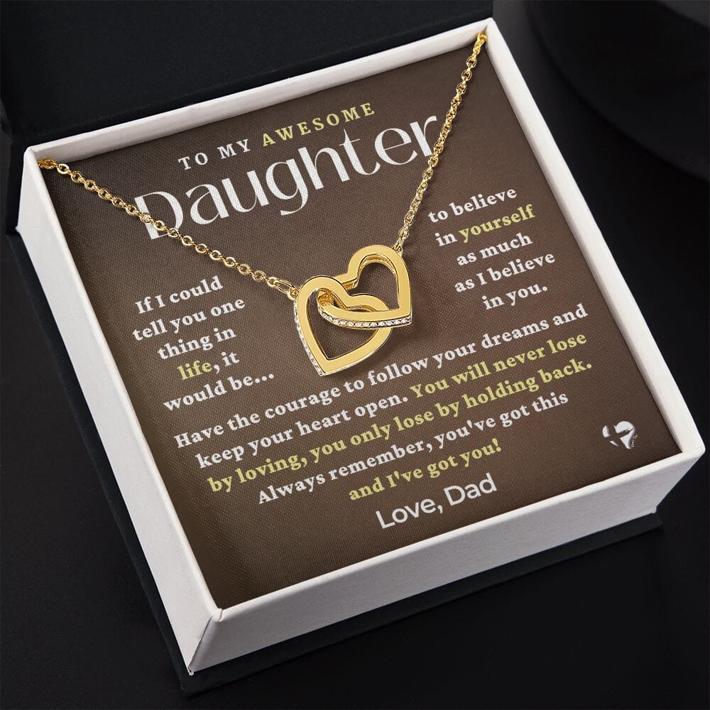 Daughter From Dad - You've Got This - Interlocking Hearts Necklace HGF#229IHv3 Jewelry 