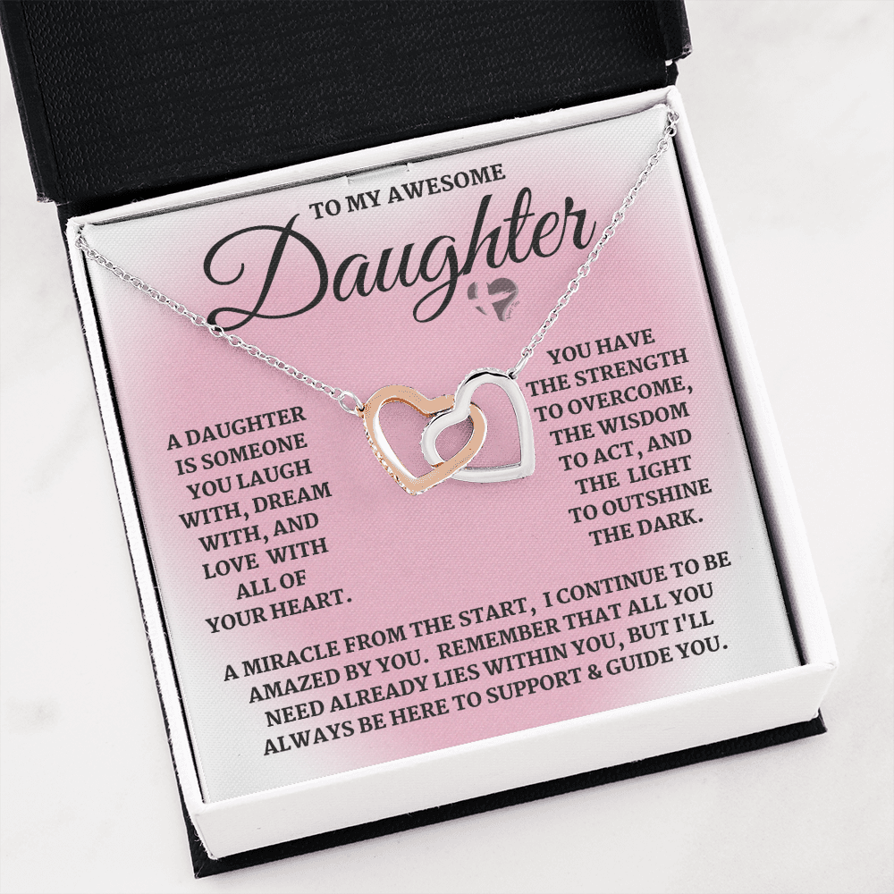 Daughter - Laugh, Dream, Love - Interlocking Hearts S&G HGF#124IHb1 Jewelry 