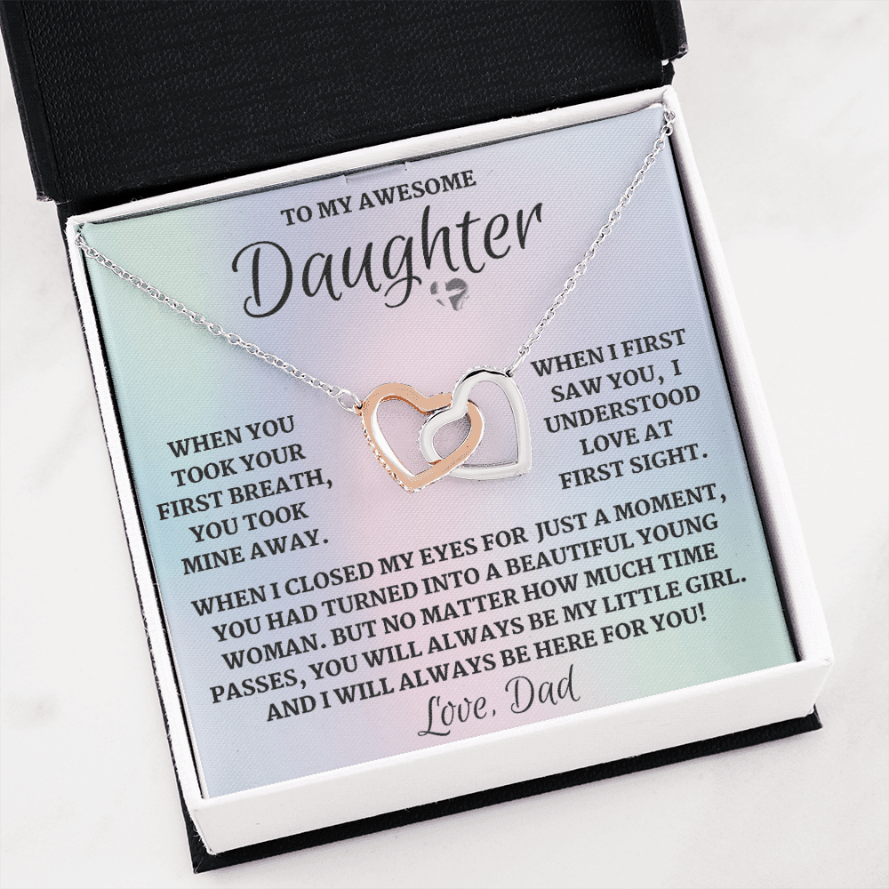 Daughter From Dad - Love at First Sight - Interlocking Hearts S&G HGF#104FL Jewelry 