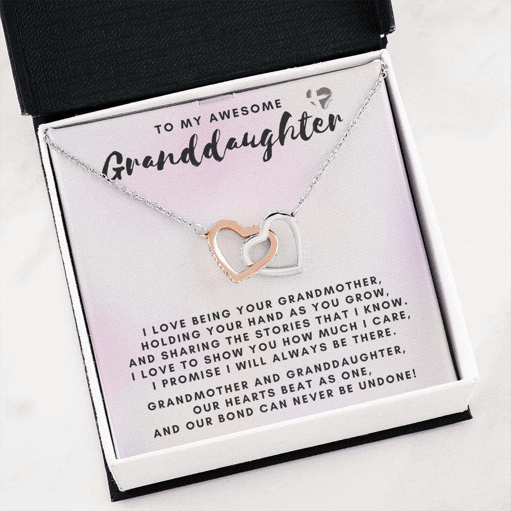 Granddaughter - Our Bond Never Undone - Interlocking Hearts S&G HGF#130IH Jewelry 