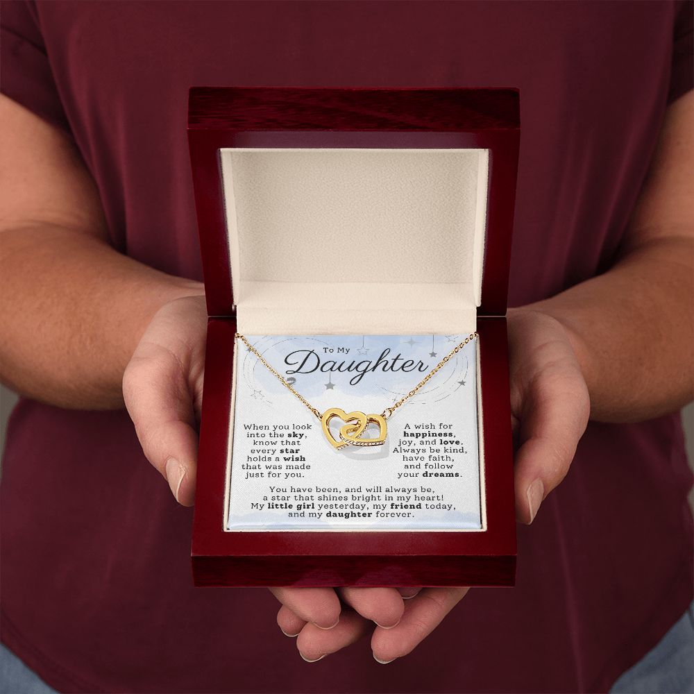 Daughter - A Star In My Heart - Interlocking Hearts HGF#197b2IH Jewelry 18K Yellow Gold Finish Luxury Box 